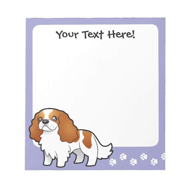 Cartoon Cavalier King Charles Spaniel Notizblock (Vorderseite)