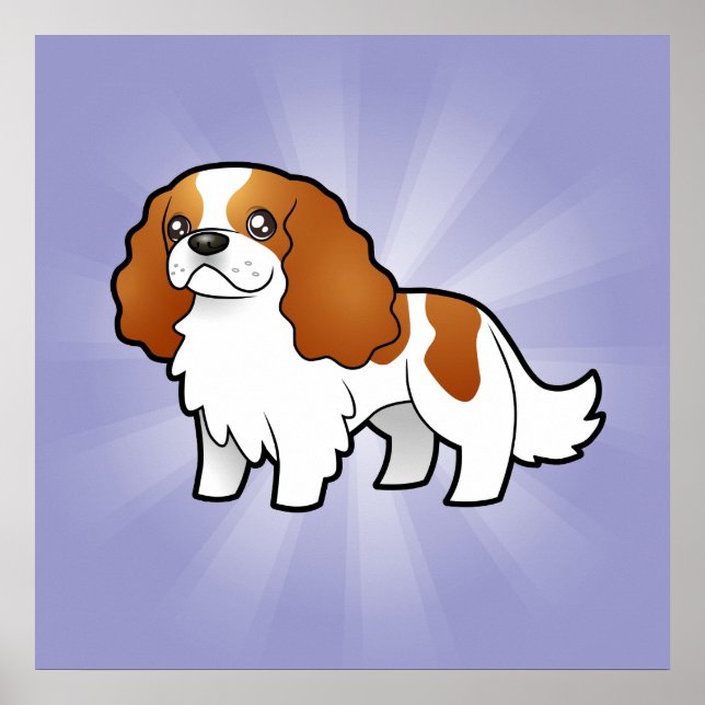 Cartoon Cavalier King Charles Spaniel Poster (Vorne)