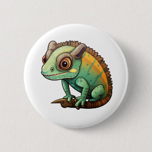 Cartoon Chameleon Button