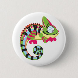 Cartoon Chameleon Button