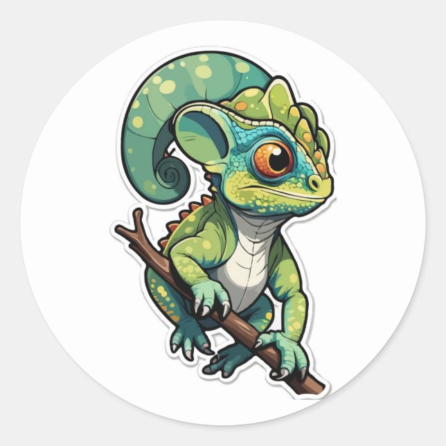 Cartoon Chameleon Sticker - Farbiges Reptil (Vorderseite)