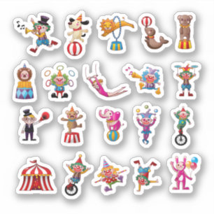Cartoon Character Circus Set Aufkleber