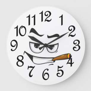 Cartoon Character Face Große Wanduhr