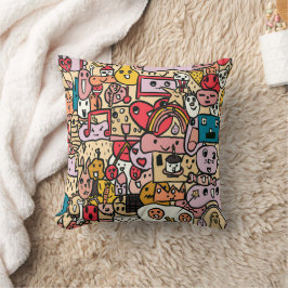 Cartoon Character Hand Drass Muster Kids Kissen
