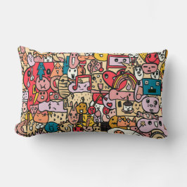 Cartoon Character Hand Drass Muster Kids Lendenkissen