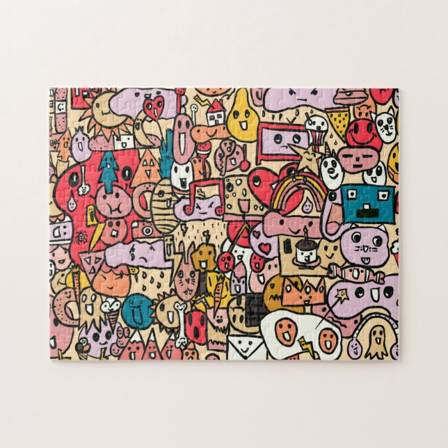 Cartoon Character Hand Drass Muster Kids Puzzle (Horizontal)