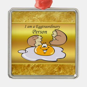 Cartoon-Charakter-Eier mit großem Lächeln Silbernes Ornament