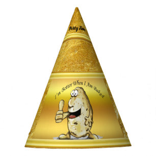 Cartoon-Charakter Kartoffel mit großen Augen 1 Partyhütchen