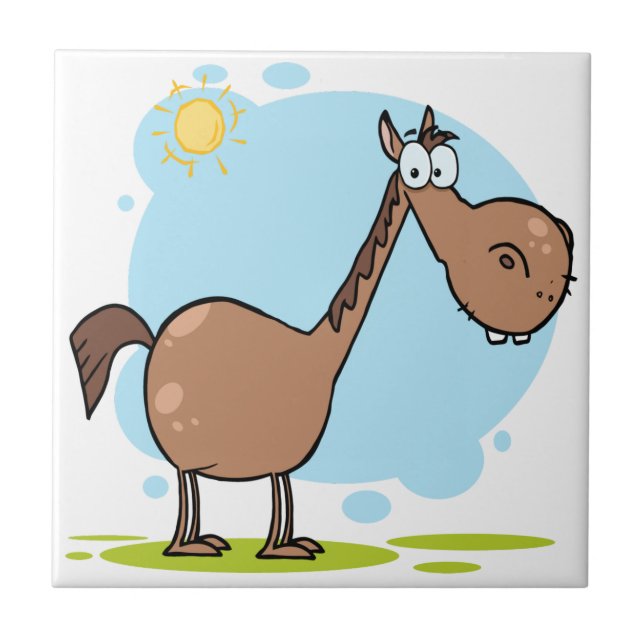 Cartoon-Charakter-Pferd Fliese (Vorderseite)