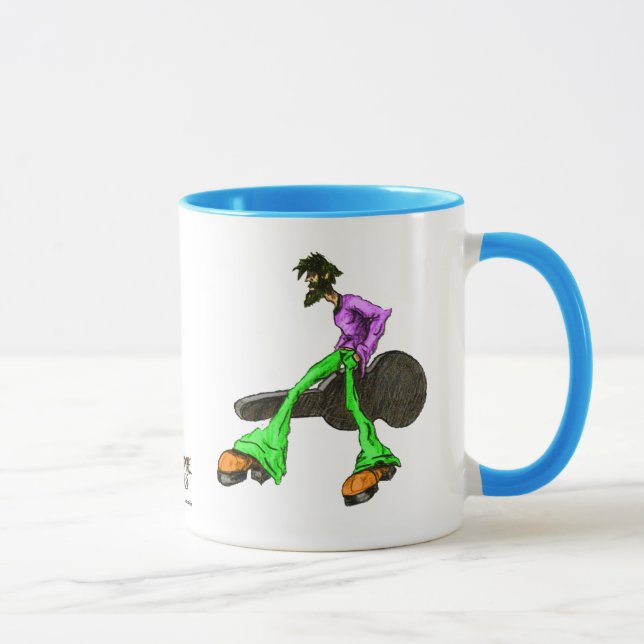 Cartoon-Charakter von Funky Hipster Guitar Tasse (Rechts)