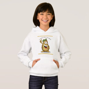 Cartoon-Charakterkartoffel mit grünem Haar Hoodie