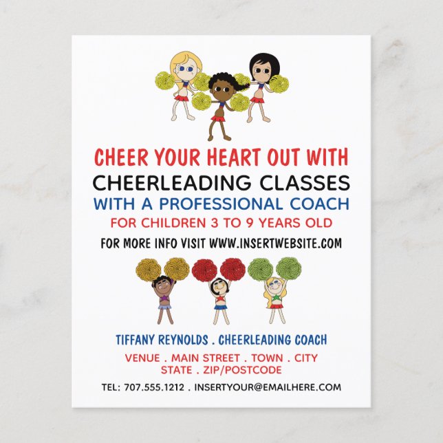 Cartoon Cheerleader Design, Chefklasse Flyer (Vorne)