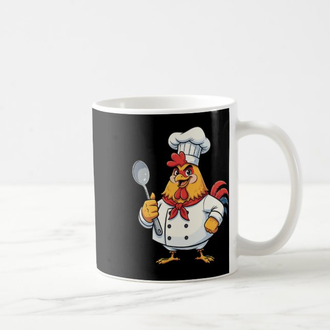 Cartoon Chicken Cook Rooster Chef Kitchen _1  Kaffeetasse (Rechts)