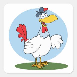 Cartoon Chicken Quadratischer Aufkleber