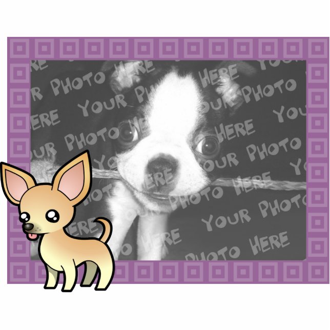 Cartoon Chihuahua Foto Rahmen (glatter Mantel) Fotoskulptur Magnet (Vorne)