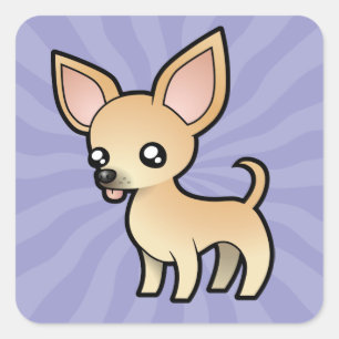 Cartoon Chihuahua (glatter Mantel) Quadratischer Aufkleber