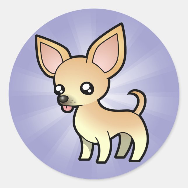 Cartoon Chihuahua (glatter Mantel) Runder Aufkleber (Vorderseite)