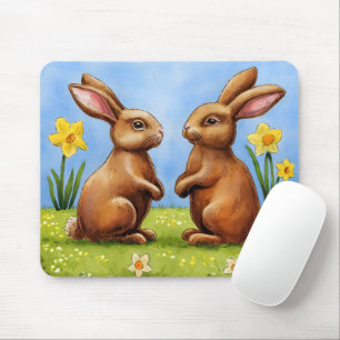 Cartoon Chocolate Oaster Bunnies Mousepad