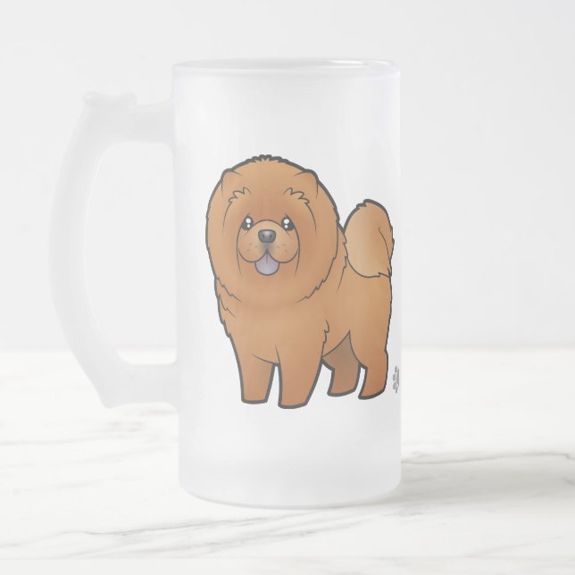 Cartoon-Chow-Chow Chow-Chow Mattglas Bierglas (Links)