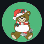 Cartoon Christmas Animal Teddy Bären Art Runder Aufkleber<br><div class="desc">Cartoon Weihnachten Tiertaube Bärenart Klassischer Rundaufkleber</div>