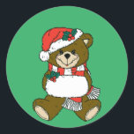 Cartoon Christmas Animal Teddy Bären Art Runder Aufkleber<br><div class="desc">Cartoon Weihnachten Tiertaube Bärenart Klassischer Rundaufkleber</div>