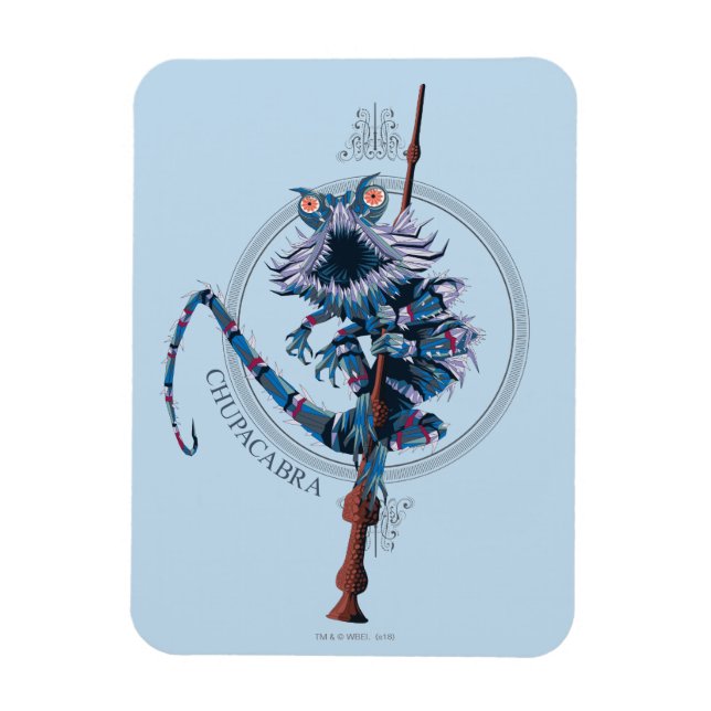 Cartoon Chupacabra & Elder Wand Magnet (Vertikal)
