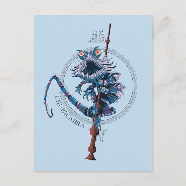Cartoon Chupacabra & Elder Wand Postkarte (Vorderseite)