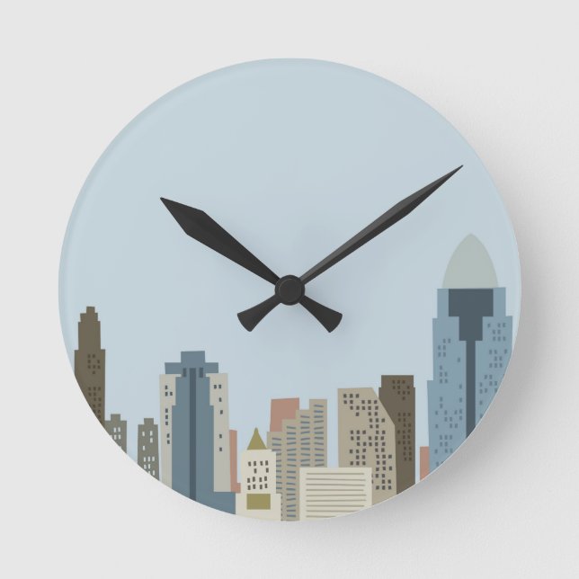 Cartoon Cincinnati Runde Wanduhr (Vorderseite)