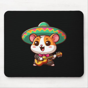 Cartoon Cinco De Mayo Hamster Mariachi Guitar Mexi Mousepad