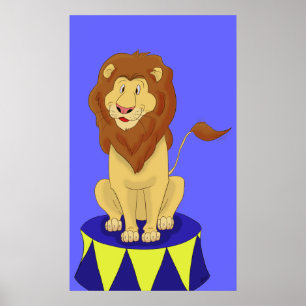 Cartoon Circus Lion Poster Print
