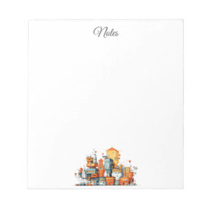 Cartoon City Animated Notepad - Farbenfrohe Stadt Notizblock