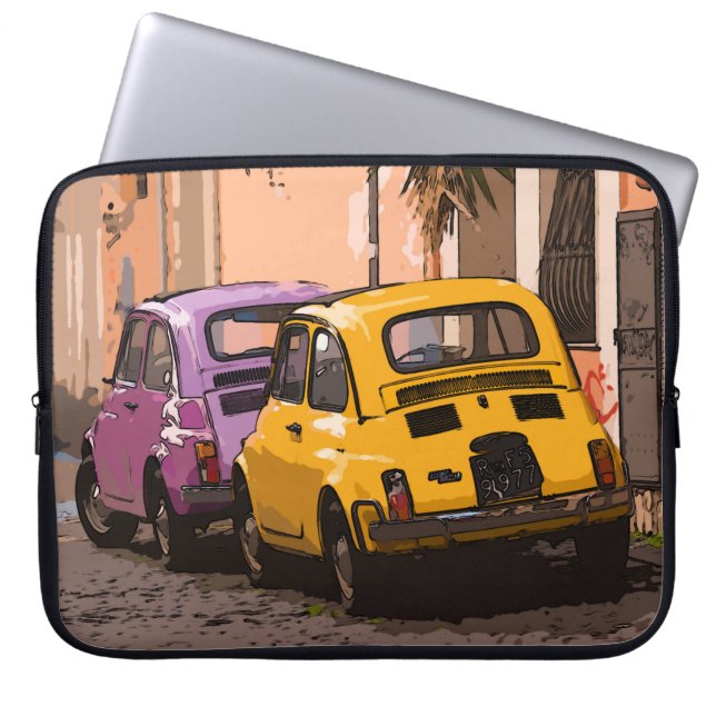 Cartoon Classic Italia Fiat 500 Autos Rom Italien Laptopschutzhülle (Vorderseite)