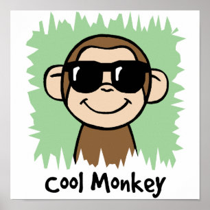 Cartoon Clip Art Cooler Affe mit Sonnenbrille Poster