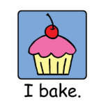 Cartoon Clip Art Cupcake Dessert Pink Frosting Freistehende Fotoskulptur<br><div class="desc">Cartoonnahrungsmittelclipkunst mit einem yummy kleinen Kuchen mit Zuckergusse und eine Kirsche auf Spitze und den Wörtern,  ",  das ich backe."</div>