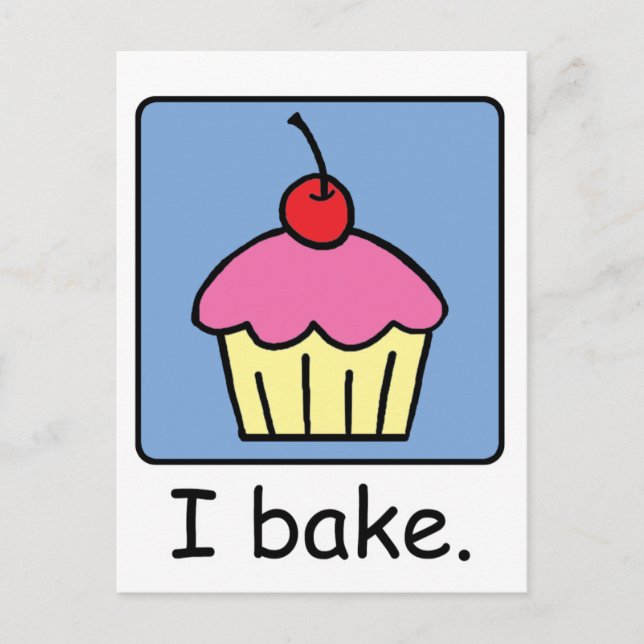 Cartoon Clip Art Cupcake Dessert Rosa Zuckerguss Postkarte (Vorderseite)
