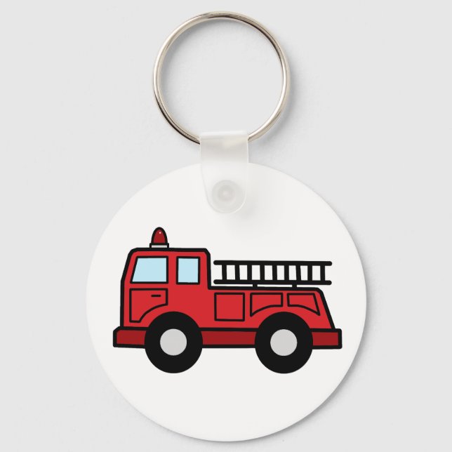 Cartoon Clip Art Firetruck Emergency Vehicle Truck Schlüsselanhänger (Vorderseite)