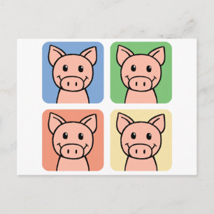 Cartoon Clip Art Lächeln Piggie Schweine! Postkarte