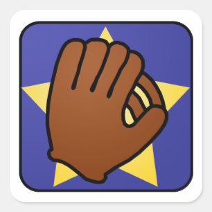 Cartoon Clip Art Sport Baseball Handschuh Gold Sta Quadratischer Aufkleber