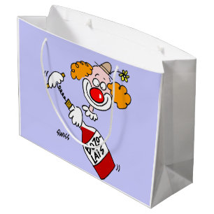 Cartoon Clown Geöffnet Weinflasche Große Geschenktüte