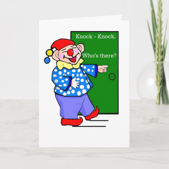 Cartoon Clown Knock Knock Joke Birthday Karte (Vorderseite)