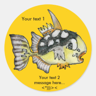 Cartoon Clown Trigger Fish Design Custom Sticker