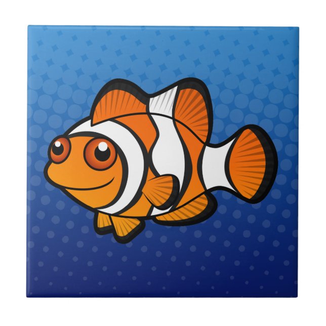 Cartoon Clownfish Fliese (Vorderseite)
