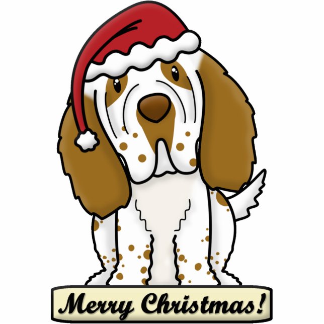 Cartoon Clumber Spaniel-Weihnachtsverzierung Fotoskulptur Ornament (Vorne)