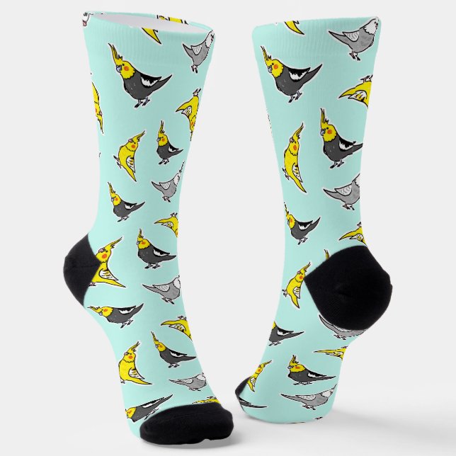 Cartoon Cockatiel-Muster Socken (Gewinkelt)