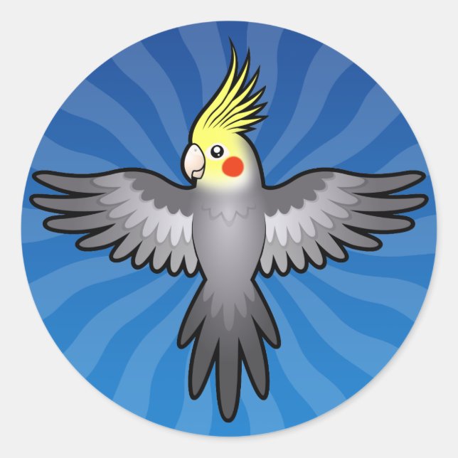 Cartoon Cockatiel Runder Aufkleber (Vorderseite)