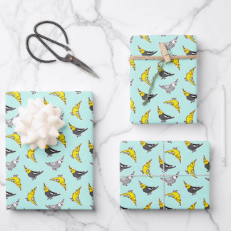 Cartoon Cockatiels Muster Geschenkpapier Set
