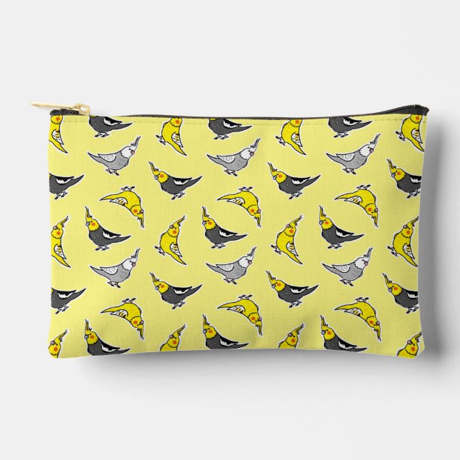 Cartoon Cockatiels Pattern Zubehörtasche (Vorderseite)