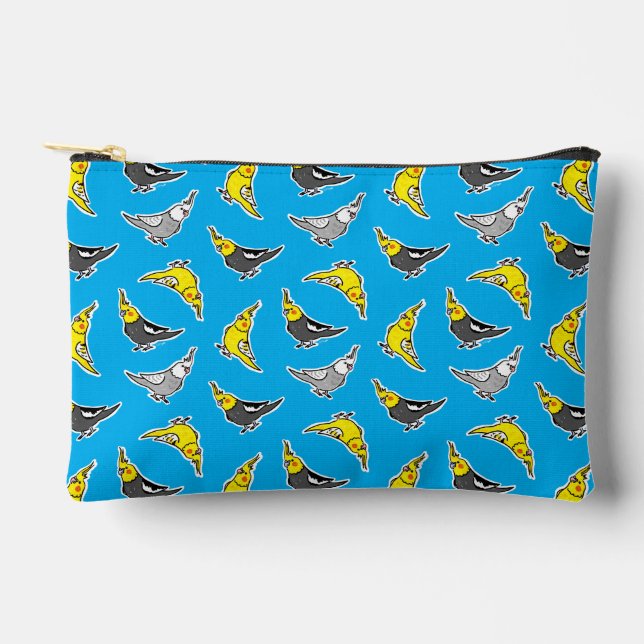 Cartoon Cockatiels Pattern Zubehörtasche (Vorderseite)