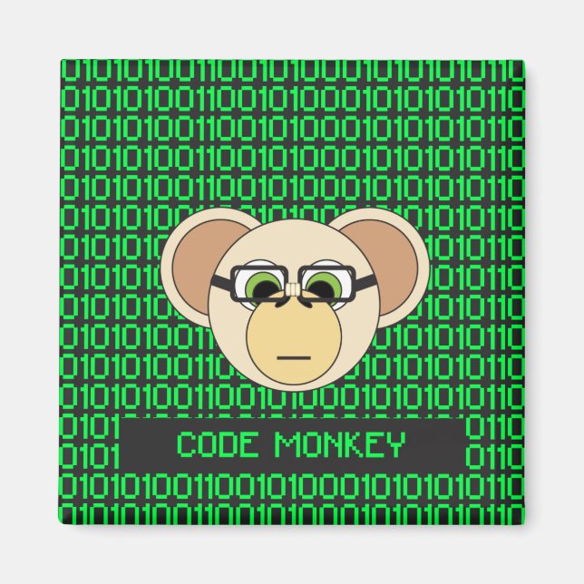 Cartoon Code Monkey Geek Magnet (Vorne)