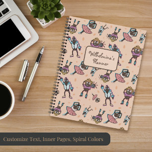 Cartoon Coffee Bean Dance Party Notizbuch